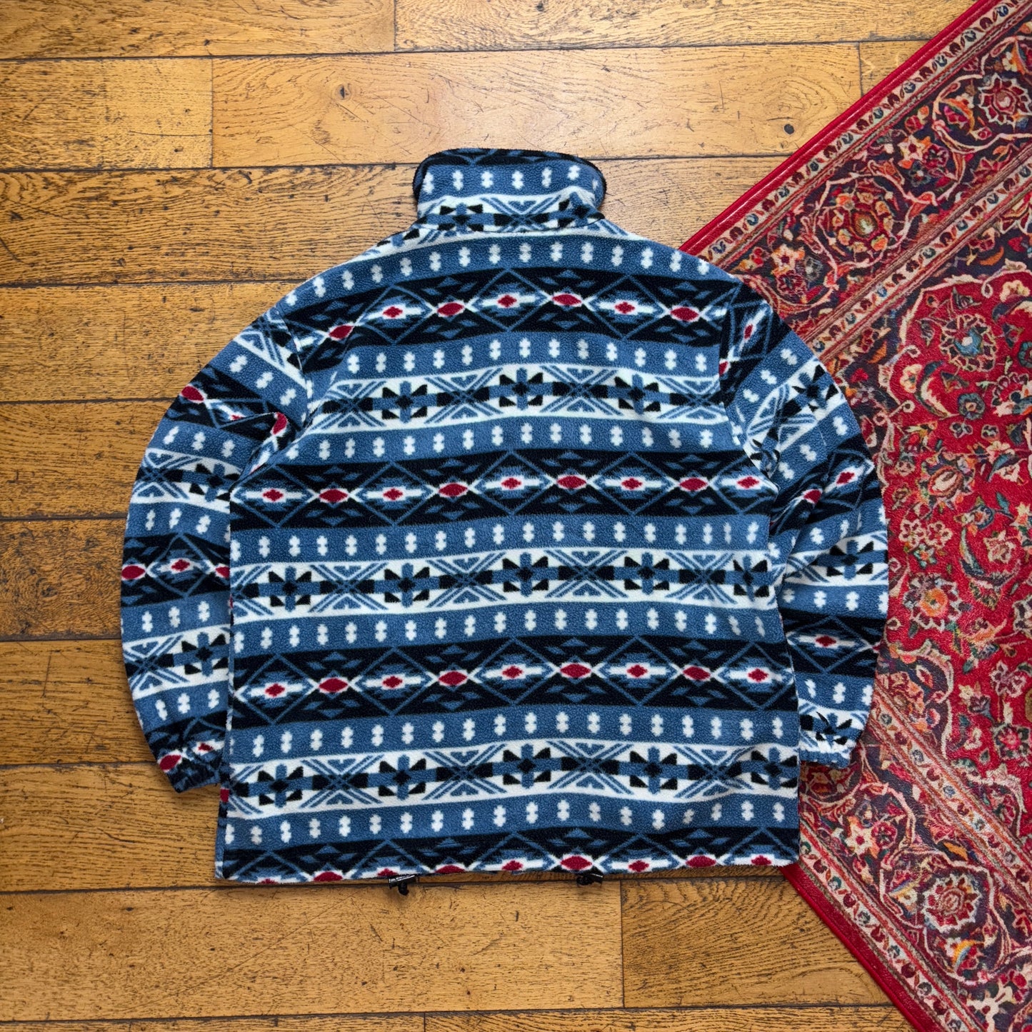 Vintage Navy Crazy Pattern Fleece Sweatshirt - L