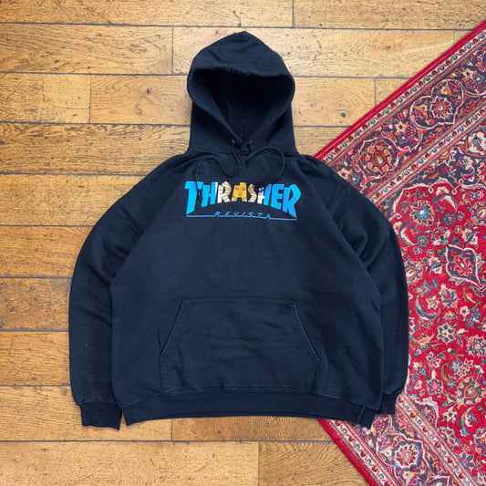 Vintage Thrasher Skate Black Hoodie Sweatshirt - XL