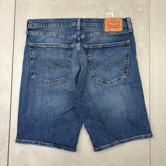 Vintage Levis 412 Baggy Blue Denim Shorts - 36