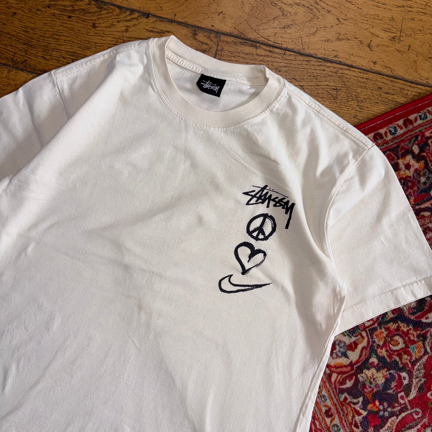 Vintage Stussy X Nike Cream Graphic T-Shirt - S