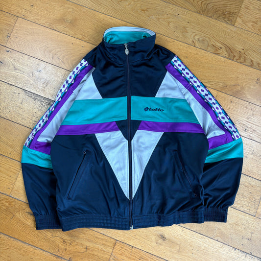 Vintage Lotto Navy Purple Tracksuit Track Shell Windbreaker Jacket - L