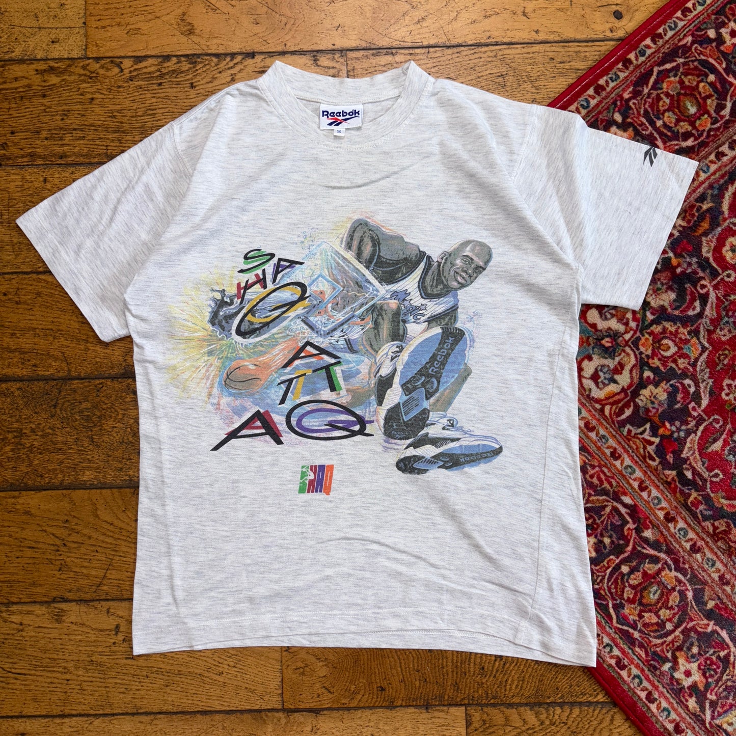 Vintage 90s Reebok Shaq Attaq Grey Basketball NBA Graphic T-Shirt - S