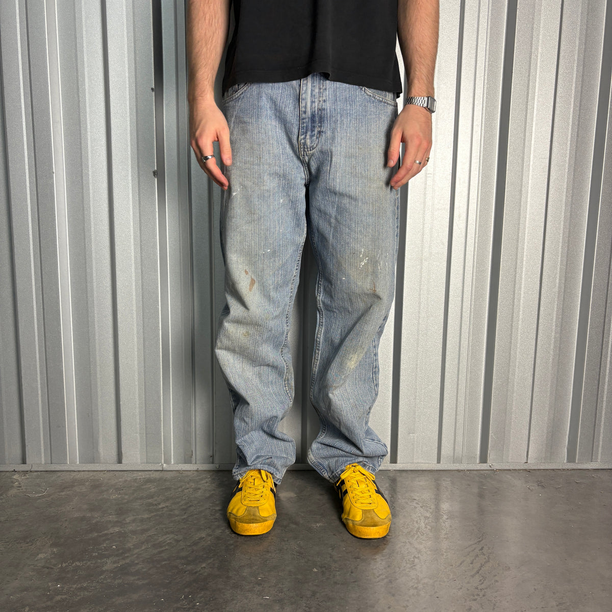 Phat Farm Blue Embroidered Japanese Denim Hip Hop Y2K Baggy Jeans - 36R