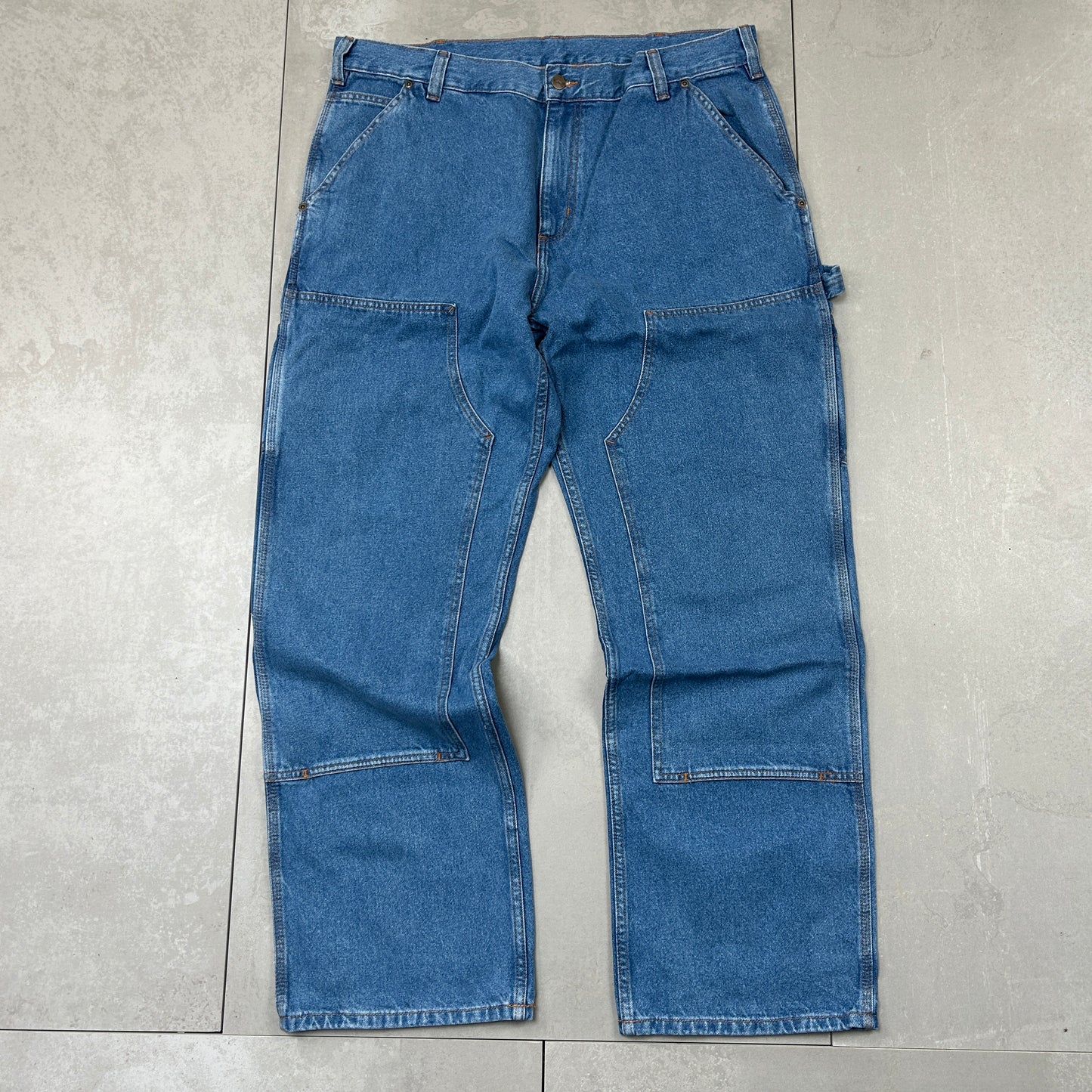 New Carhartt Double Knee Carpenter Baggy Blue Jeans - 38