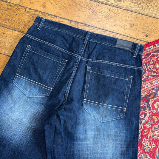 Vintage Blue Southpole Embroidered Y2K Hip Hop Baggy Jeans Shorts Jorts - 40