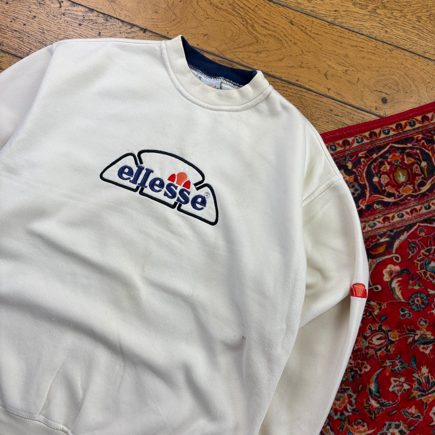 Vintage Ellesse Cream Embroidered Sweatshirt - XL