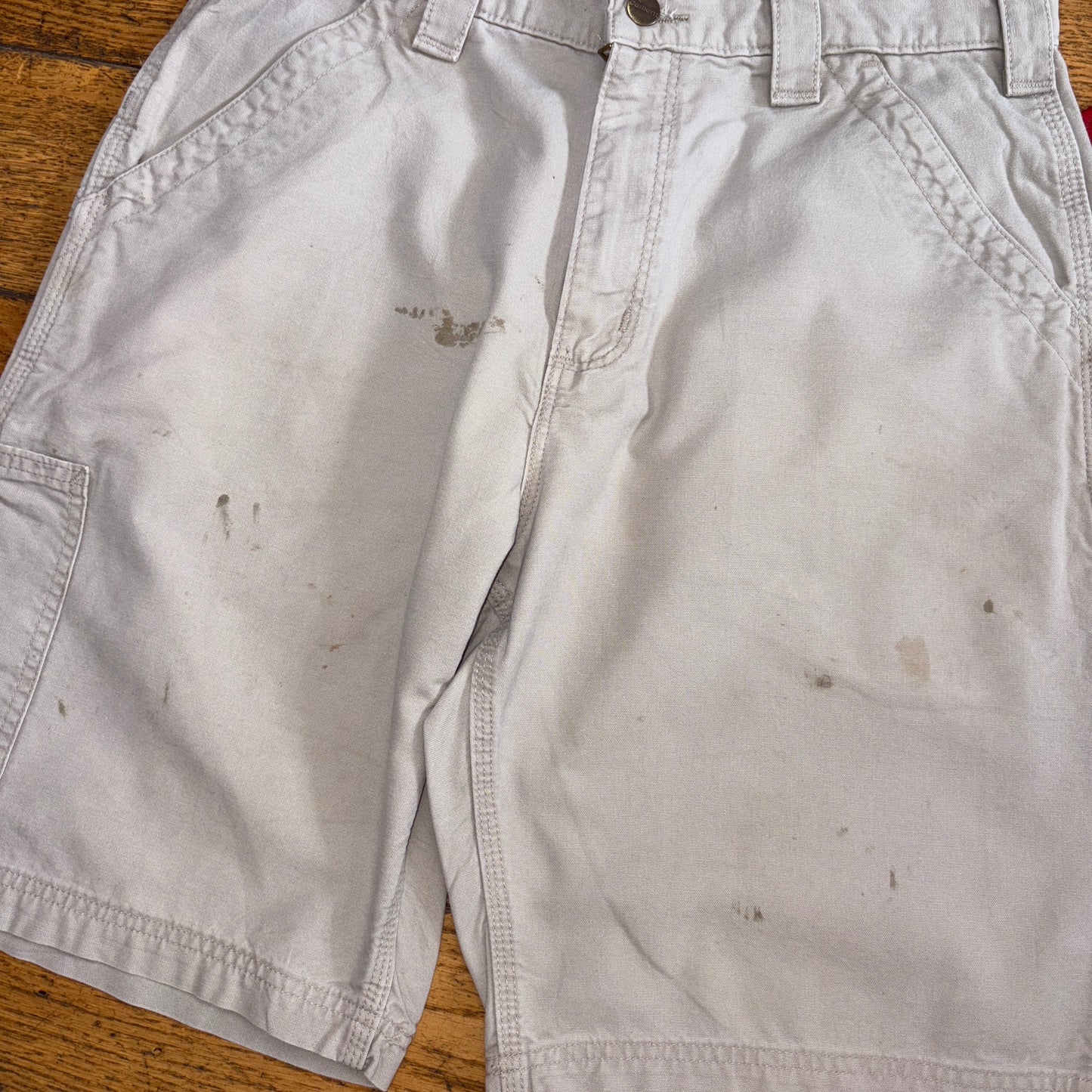 Vintage Carhartt Cream Workwear Baggy Carpenter Shorts - 32