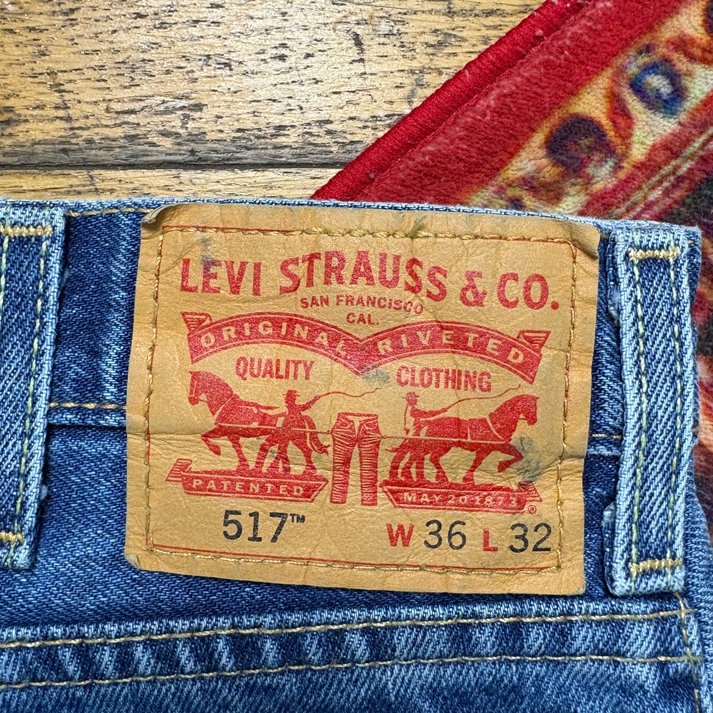 Vintage Levis 517 Blue Denim Shorts - 36