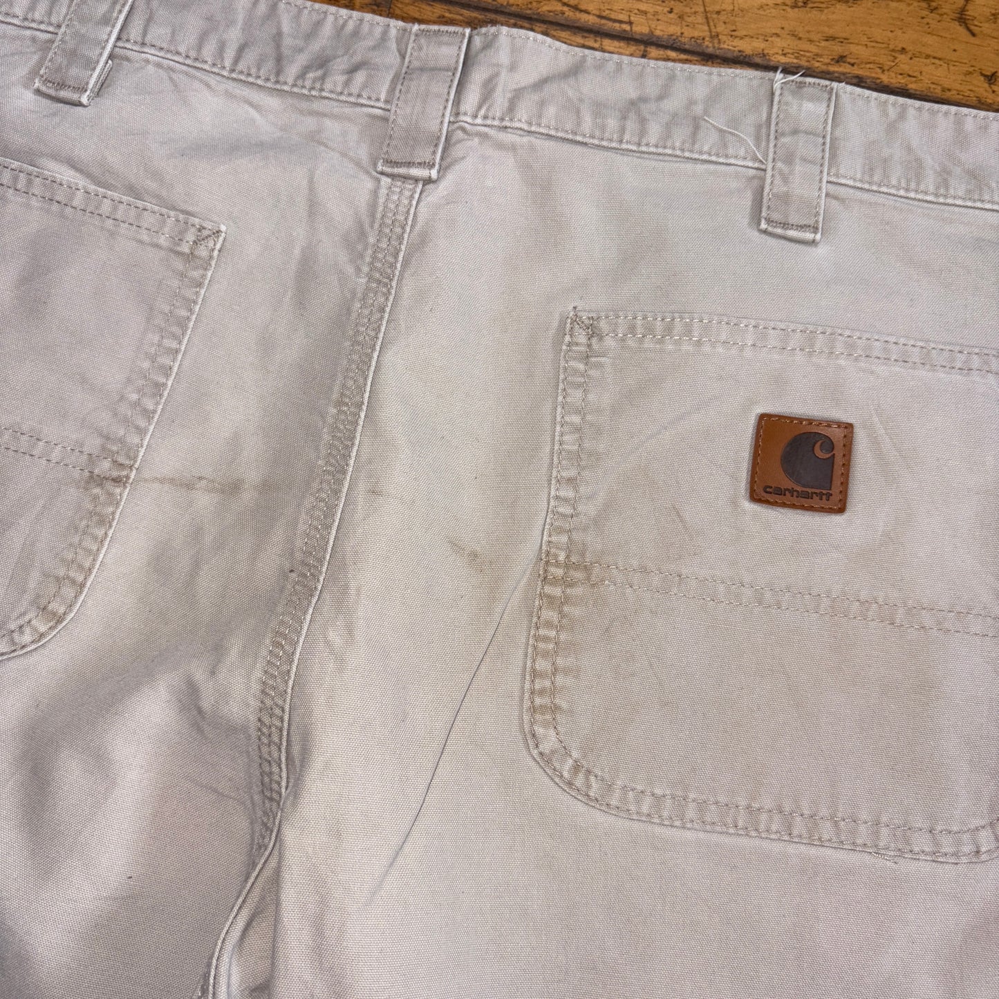 Vintage Carhartt Cream Workwear Baggy Carpenter Shorts - 38