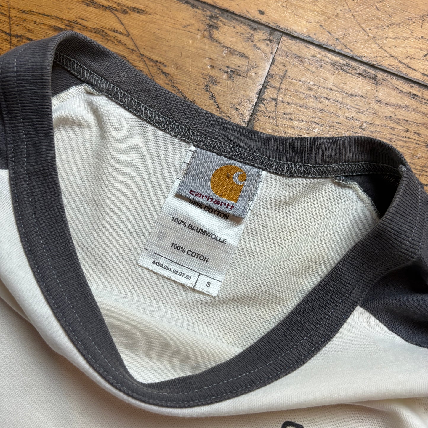 Vintage Carhartt Cream Brown Raglan Long Sleeve Graphic T-Shirt - S