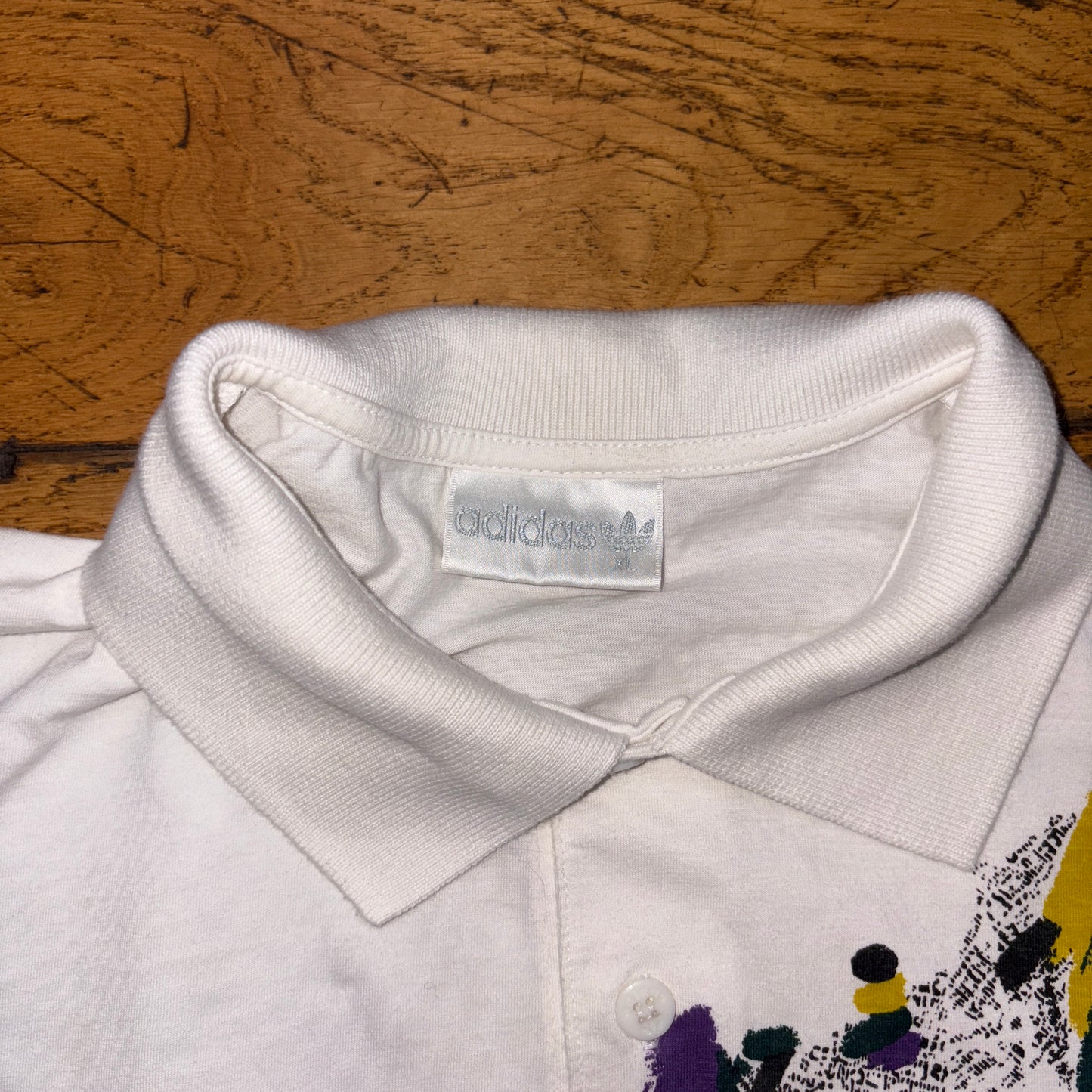Vintage 90s Adidas White Tennis Polo Shirt - M