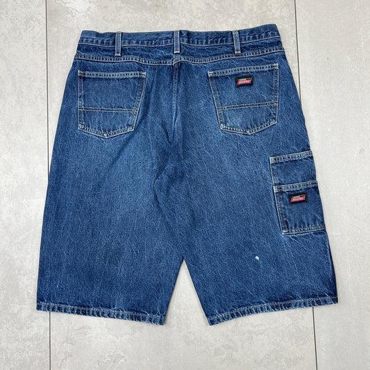 Vintage Dickies Workwear Carpenter Baggy Blue Shorts - 38