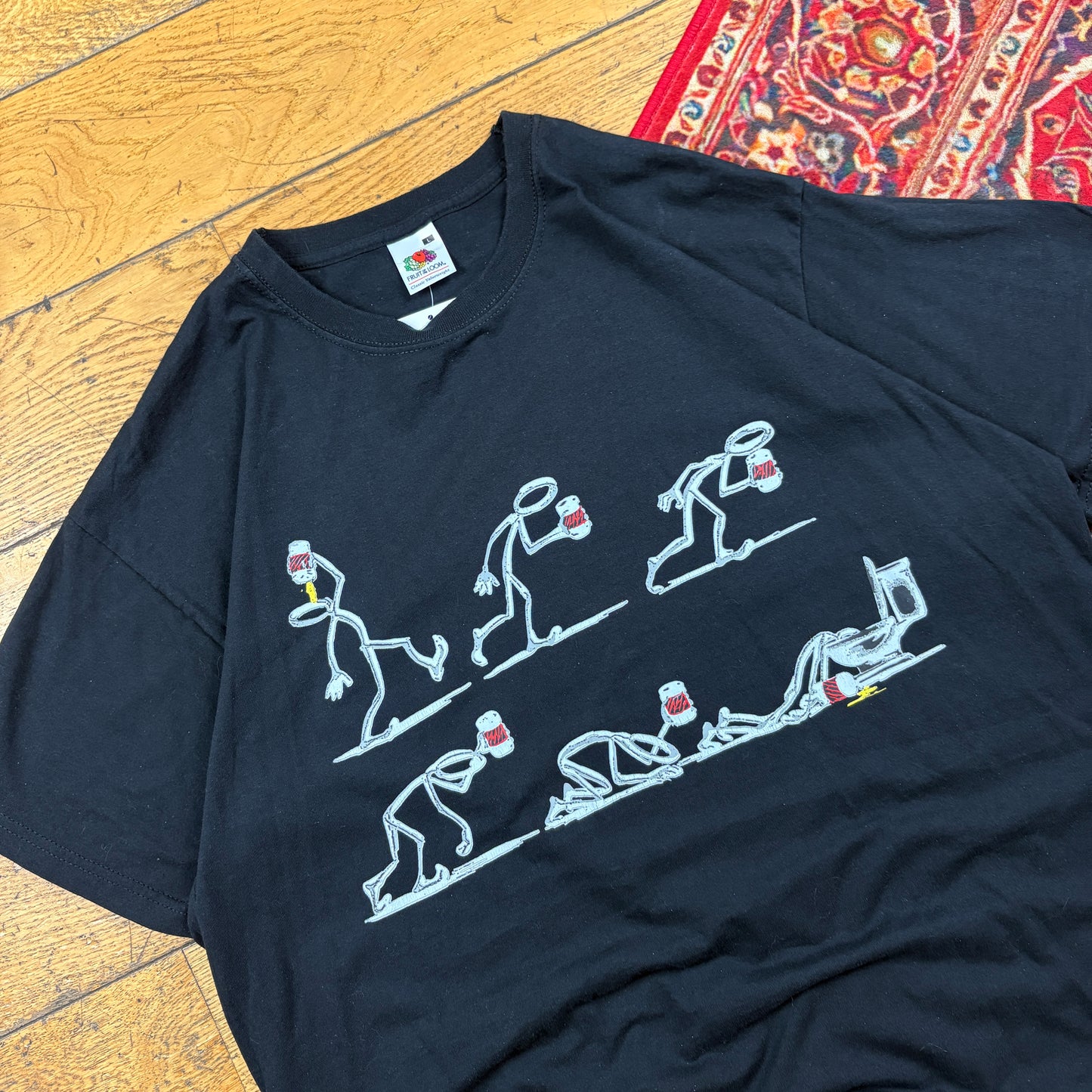 Vintage Beer Funny Black Graphic T-Shirt - M