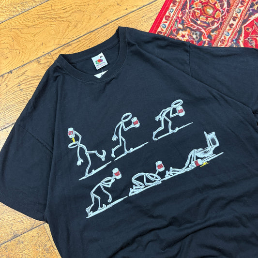 Vintage Beer Funny Black Graphic T-Shirt - M