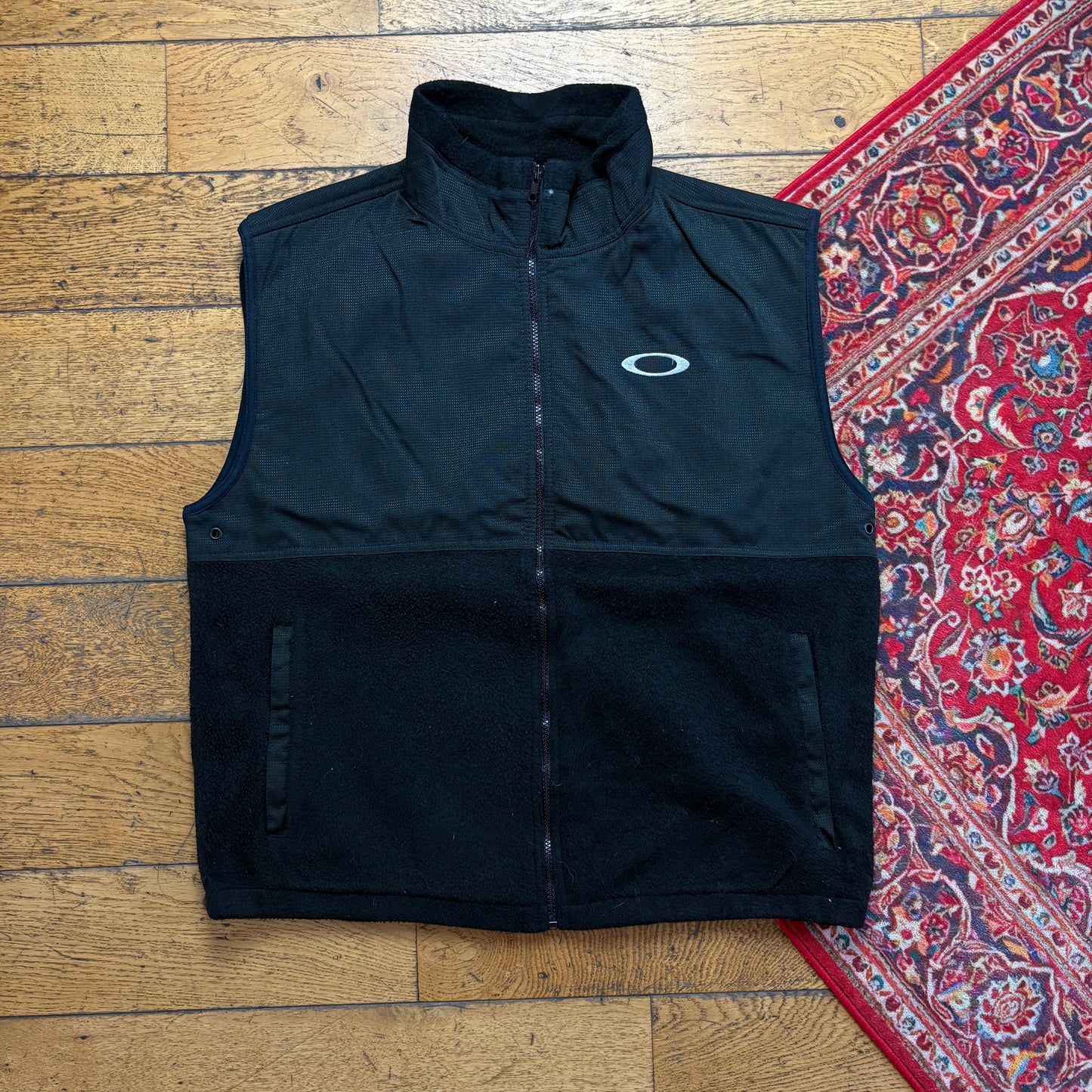 Vintage Oakley Software Black Gilet Fleece Vest - XL