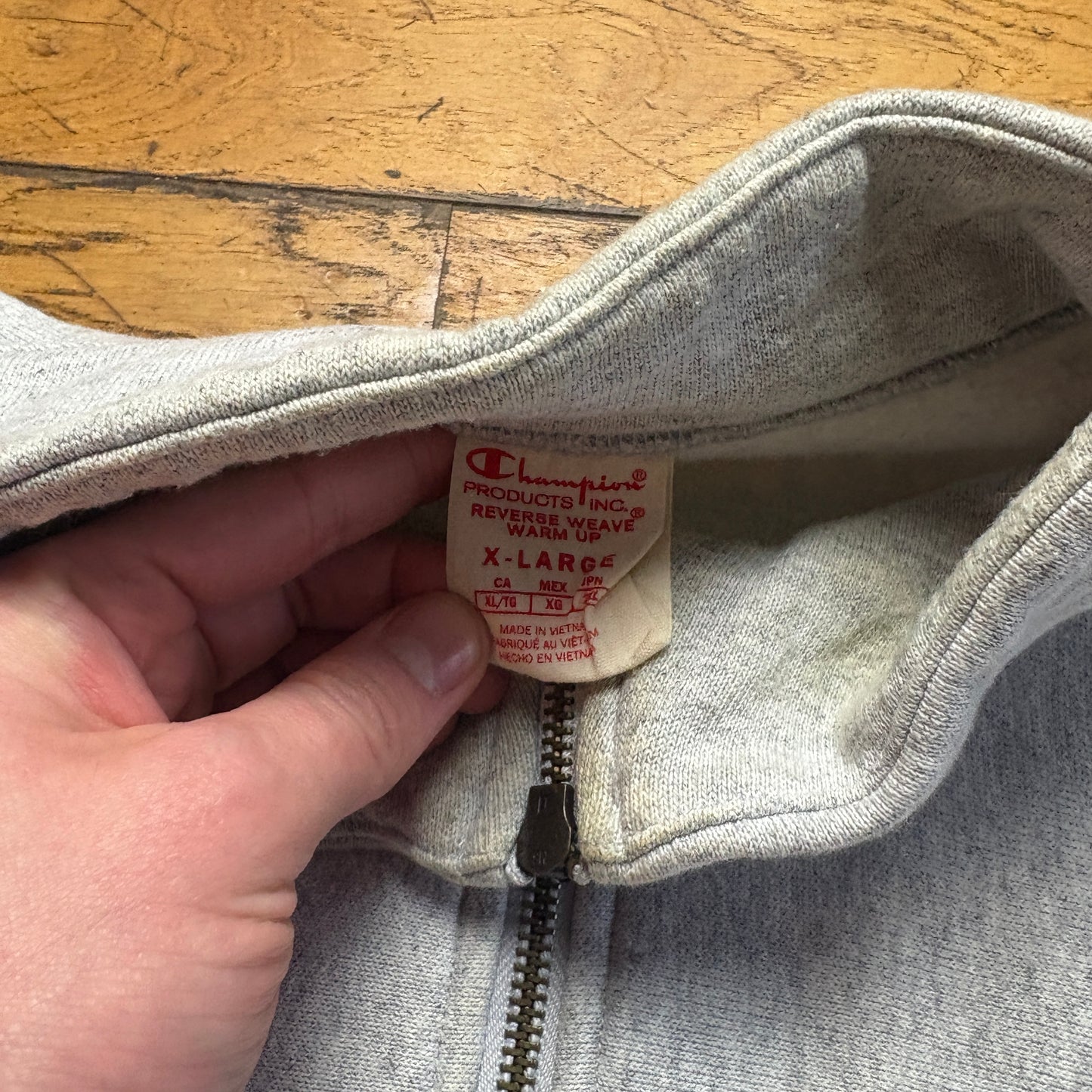 Vintage Champion Grey Quarter Zip Embroidered Sweatshirt - M