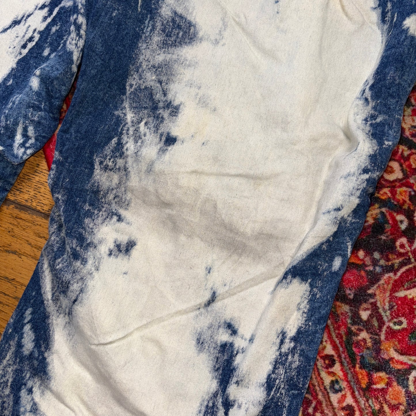 Vintage Bleached Grunge Moto Blue Y2K Hip Hop Baggy Jeans - 48R
