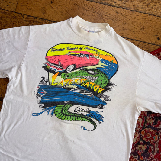 Vintage 1993 Car NASCAR Racing White Single Stitch Graphic T-Shirt - S