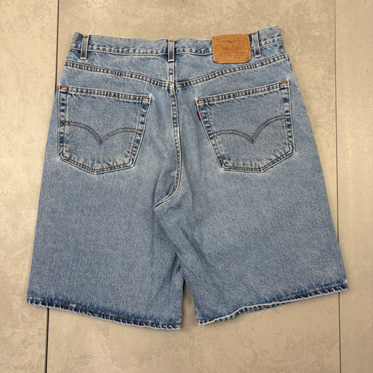 Vintage Levis 550 Baggy Blue Denim Shorts - 36