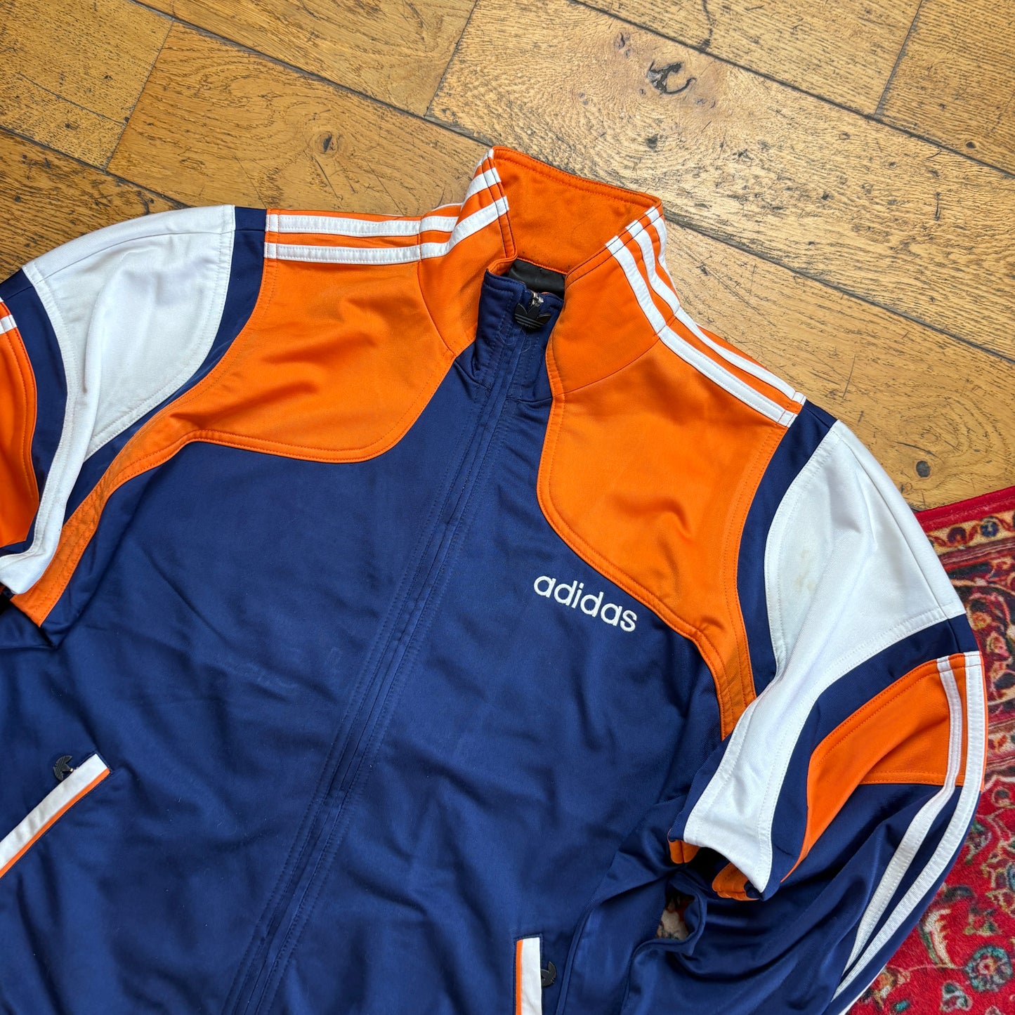 Vintage Adidas Embroidered Navy Orange Tracksuit Track Jacket - L