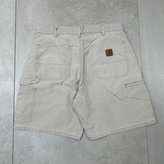 Vintage Carhartt Workwear Baggy White Cream Carpenter Shorts - 32