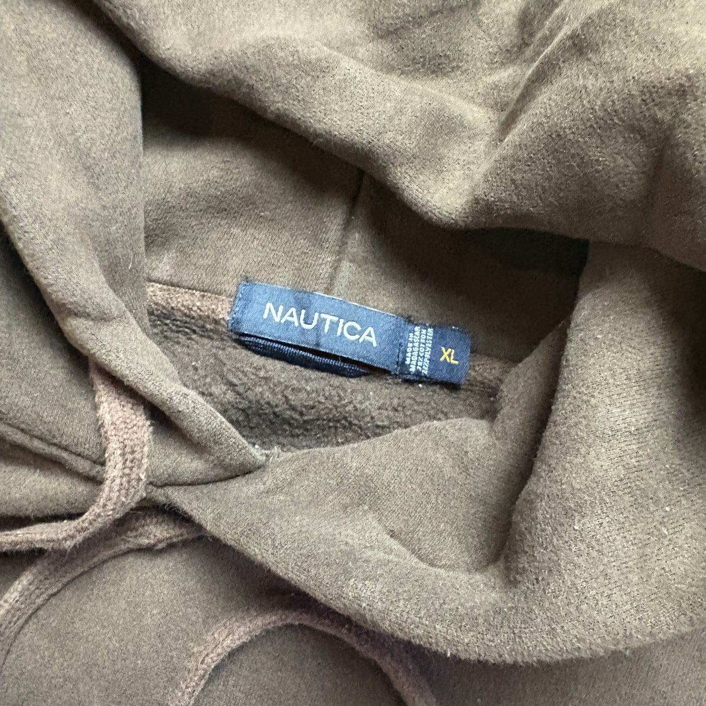 Vintage Nautica Brown Hoodie Embroidered Sweatshirt - XL