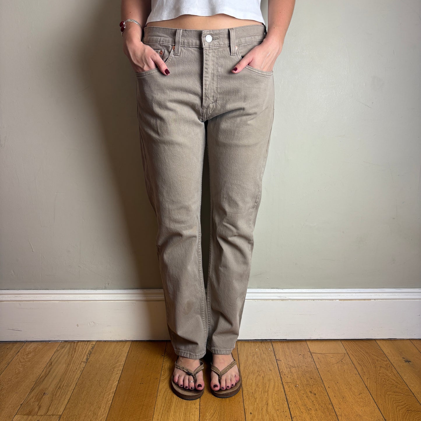 Vintage Levis 505 Straight Brown Denim Jeans - 32S