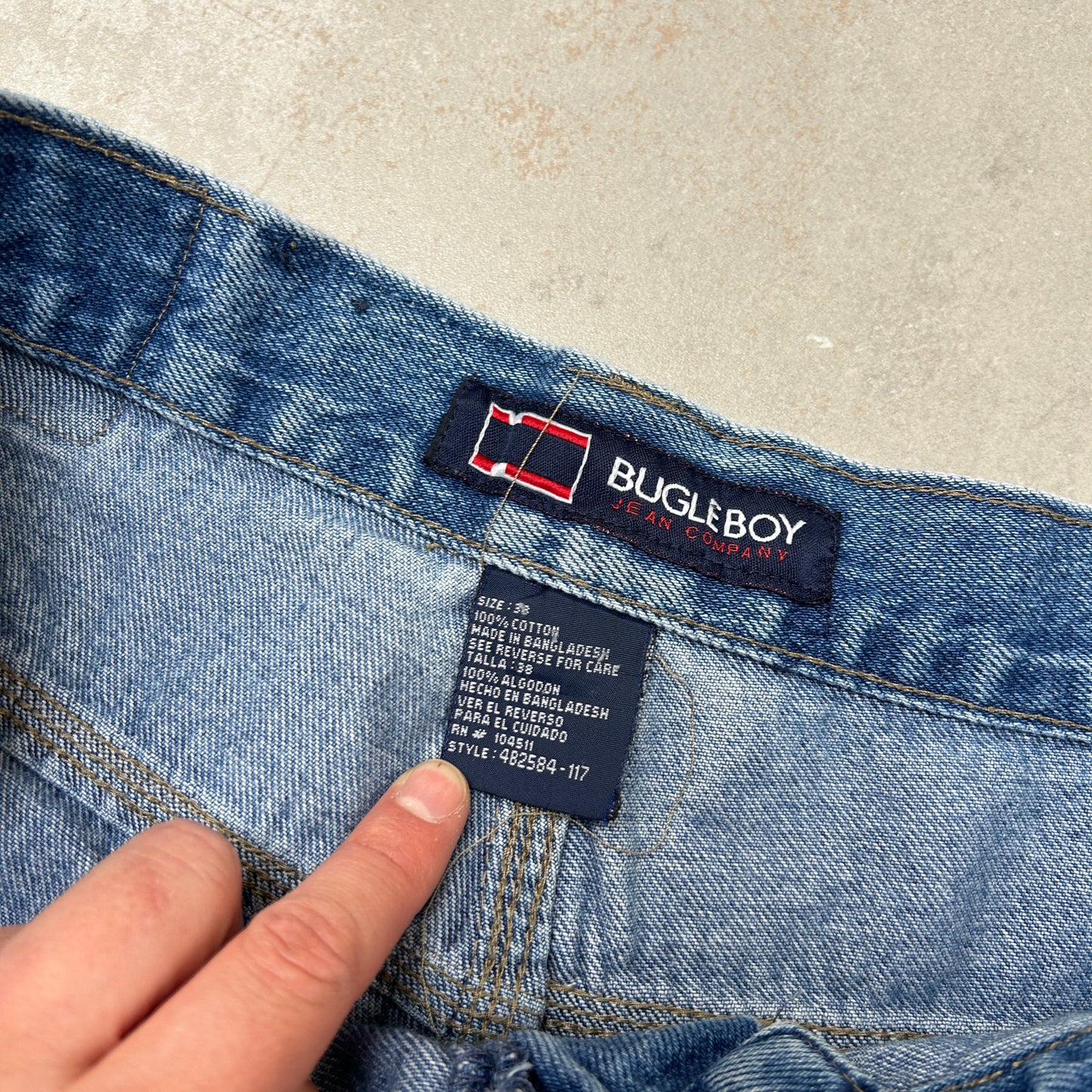 Vintage Bugle Boy Embroidered Hip Hop Baggy Blue Shorts Jorts - 38