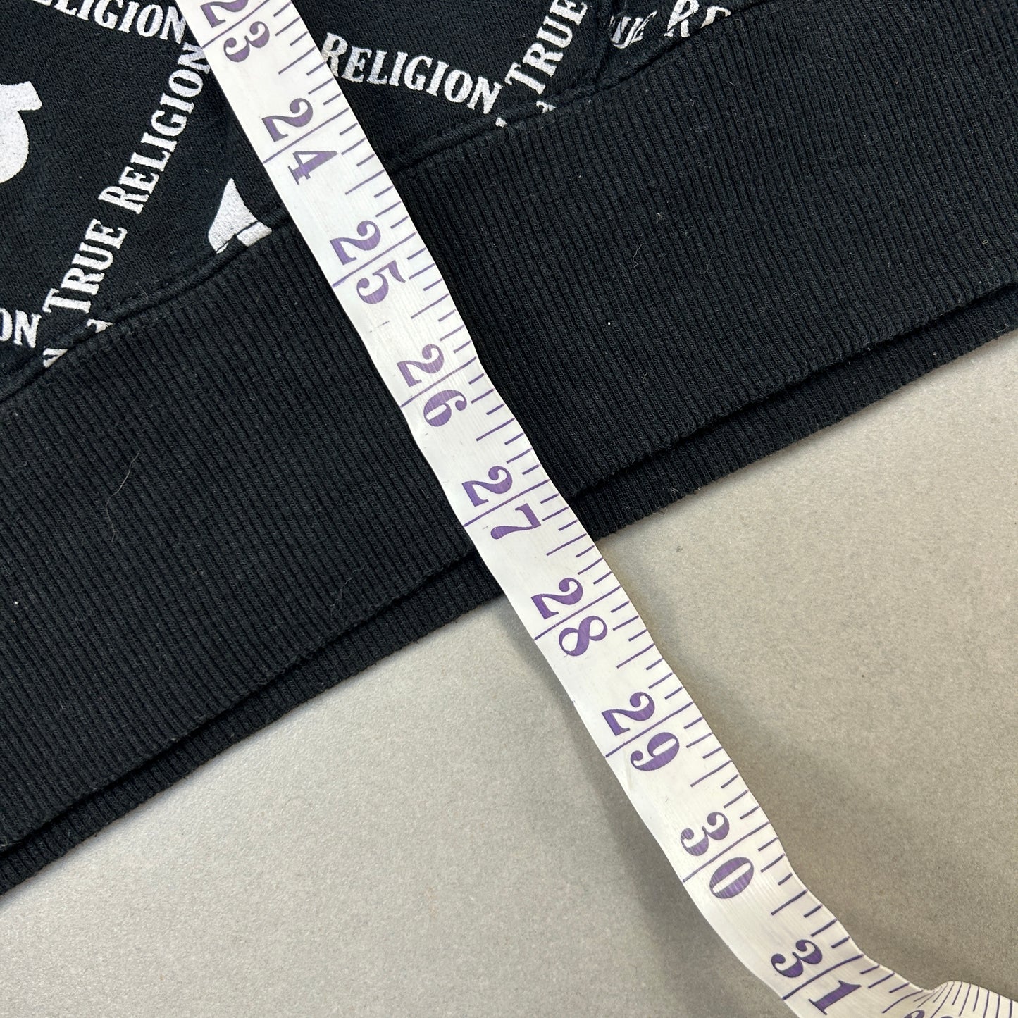 Vintage 00s True Religion All Over Print Black Hoodie Sweatshirt - 3XL