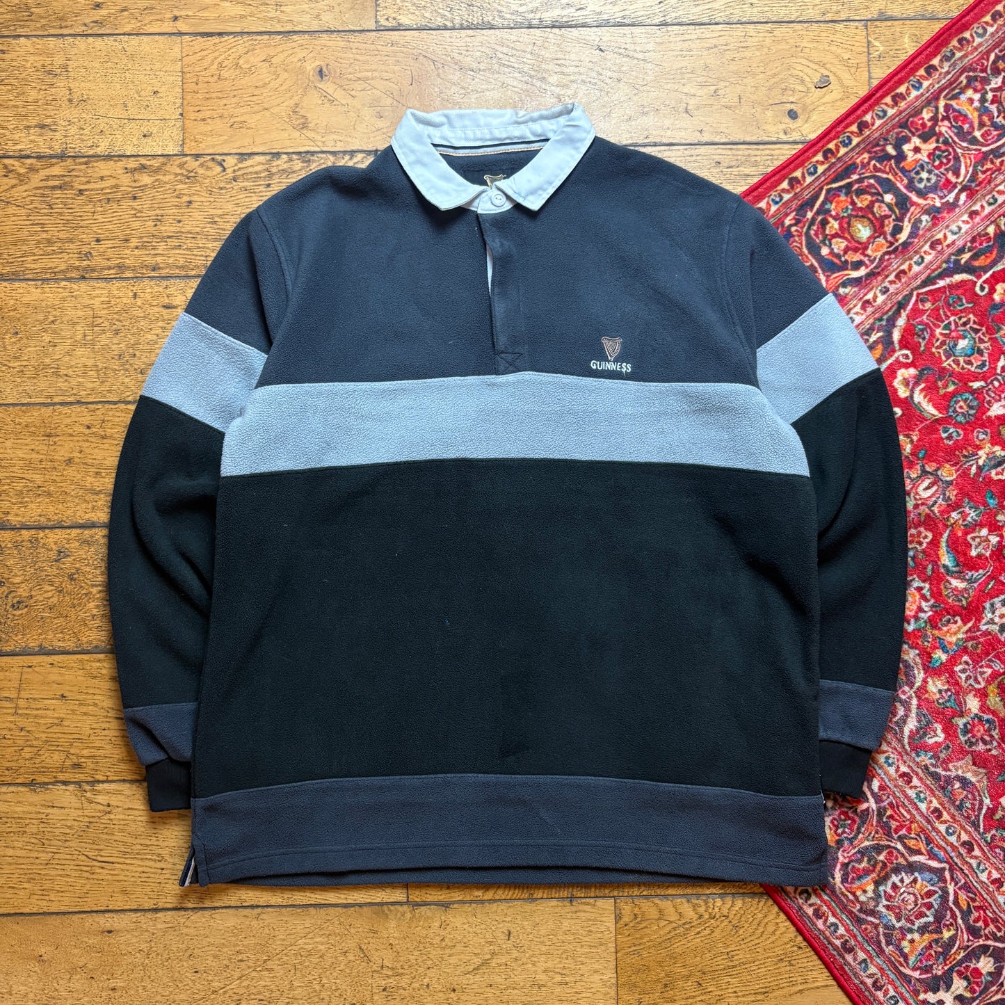 Vintage Guinness Black Fleece Rugby Embroidered Sweatshirt - L