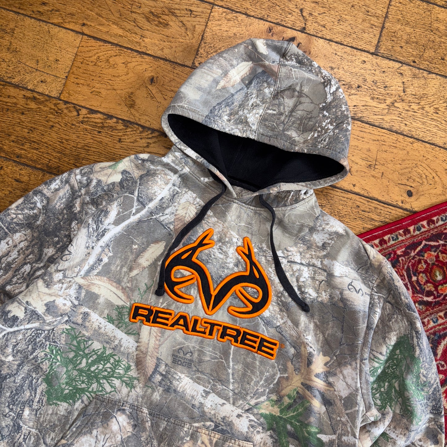 Vintage Realtree Camo Green Embroidered Hoodie Sweatshirt - XL