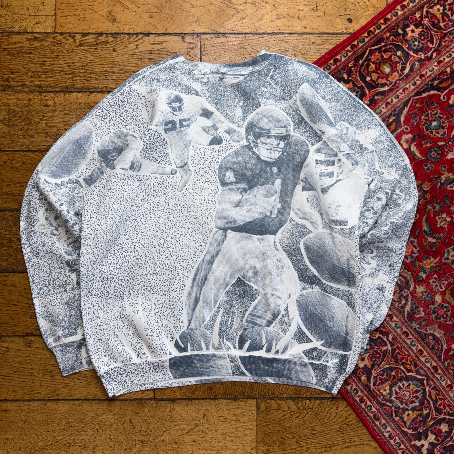 Vintage 90s NFL NY Giants Grey White All Over Graphic Sweatshirt - L