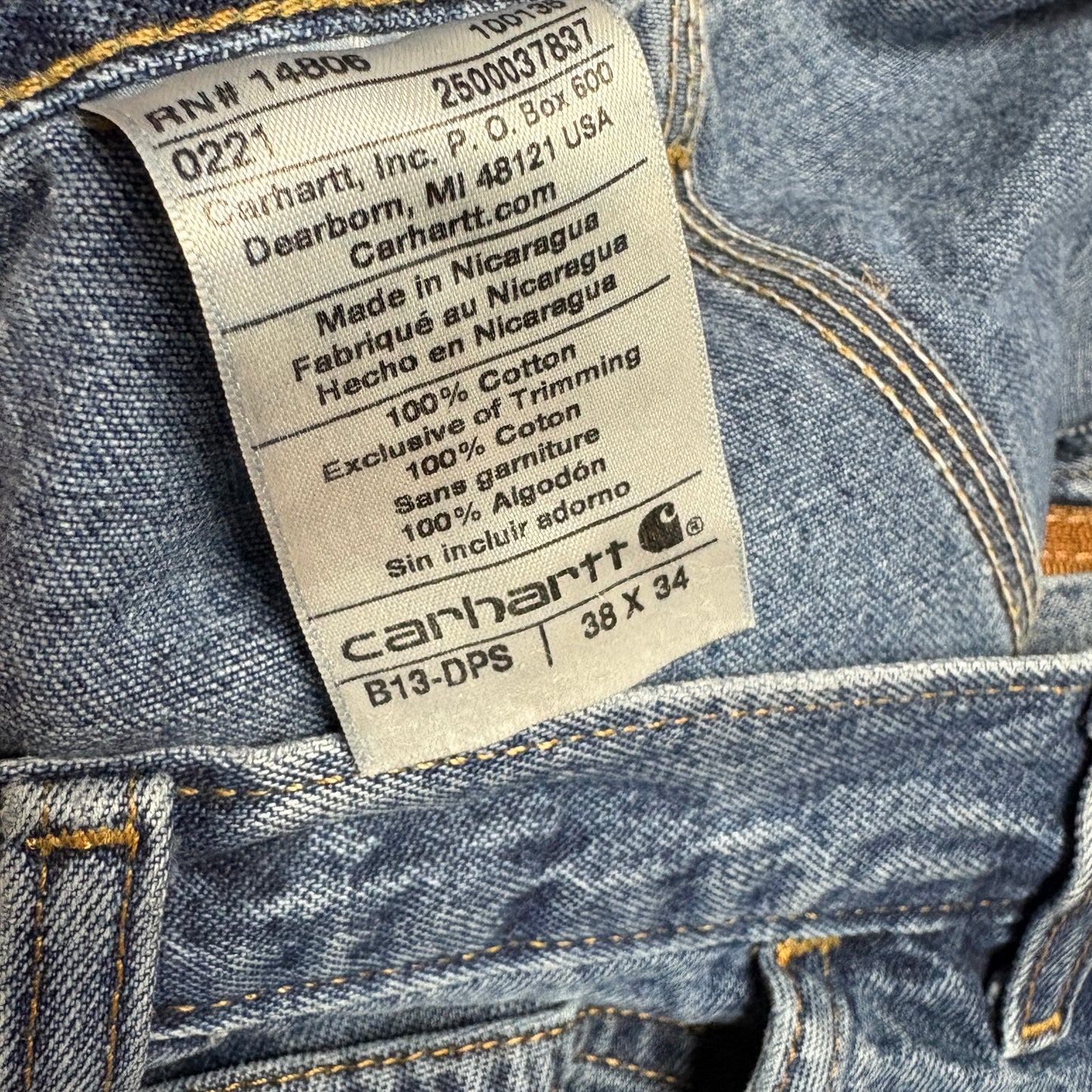 Vintage Carhartt Workwear Carpenter Baggy Blue Jeans - 38L