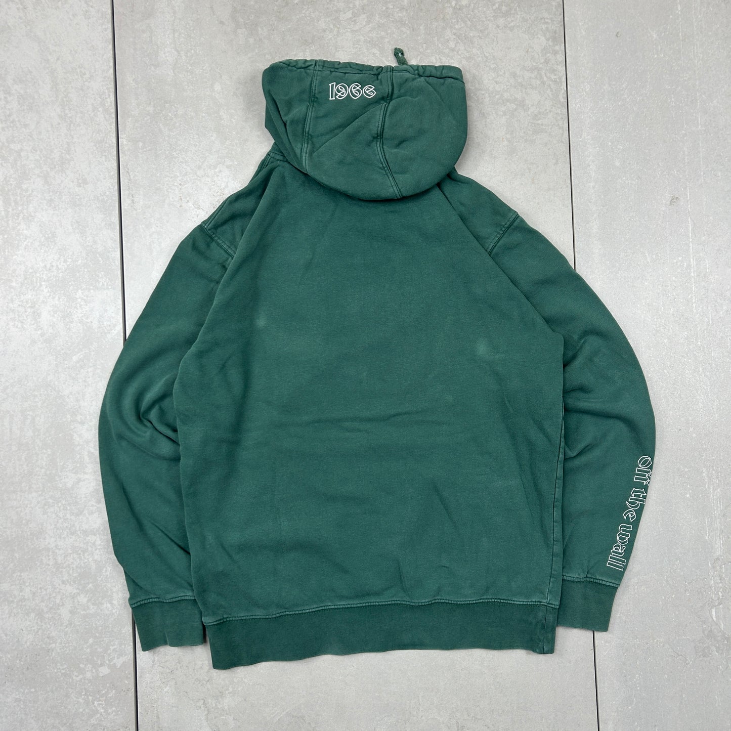 Vintage 00s Vans Embroidered Green Hoodie Skate Grim Reaper Sweatshirt - S