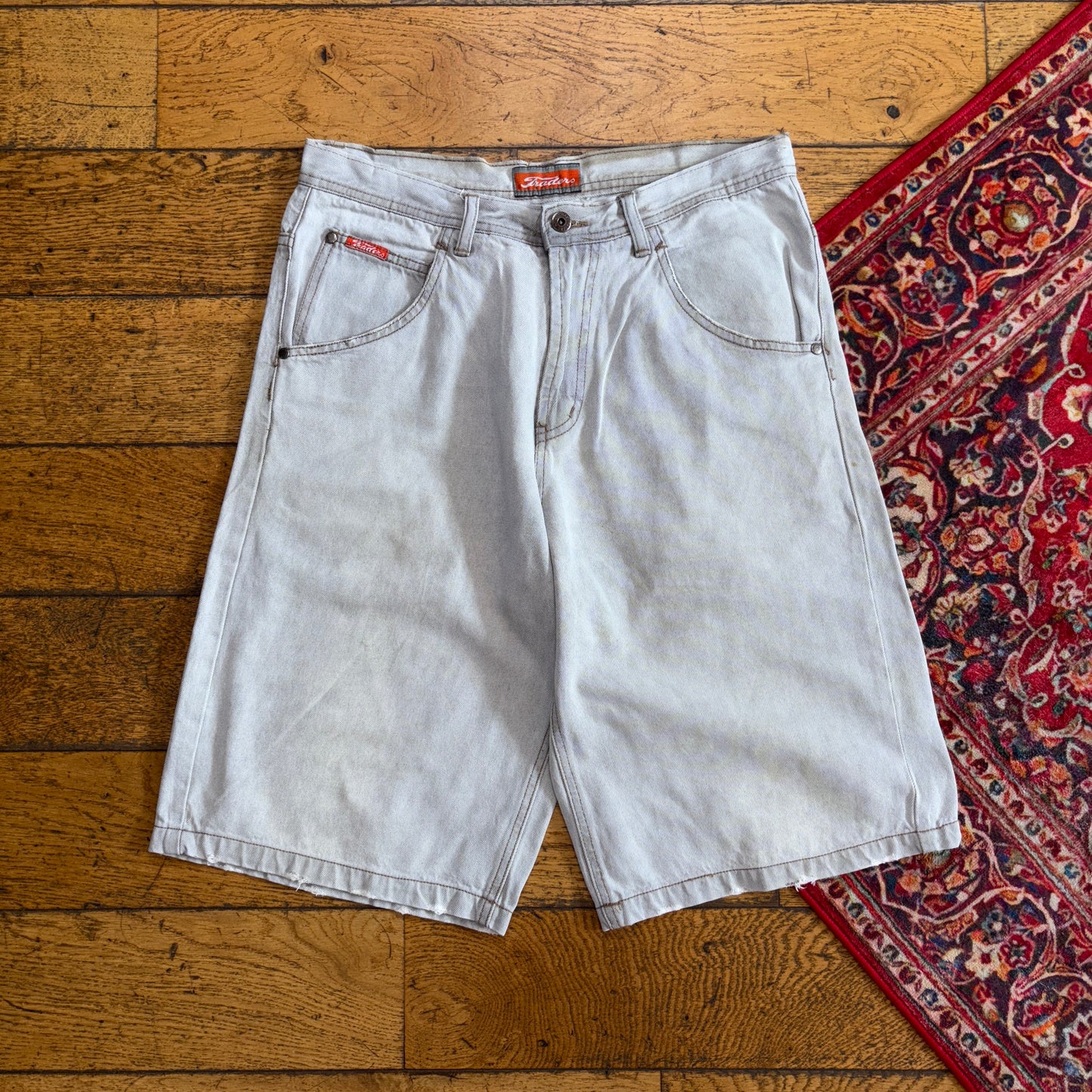 Vintage Traders Embroidered Hip Hop Grey Baggy Shorts Jorts - 32