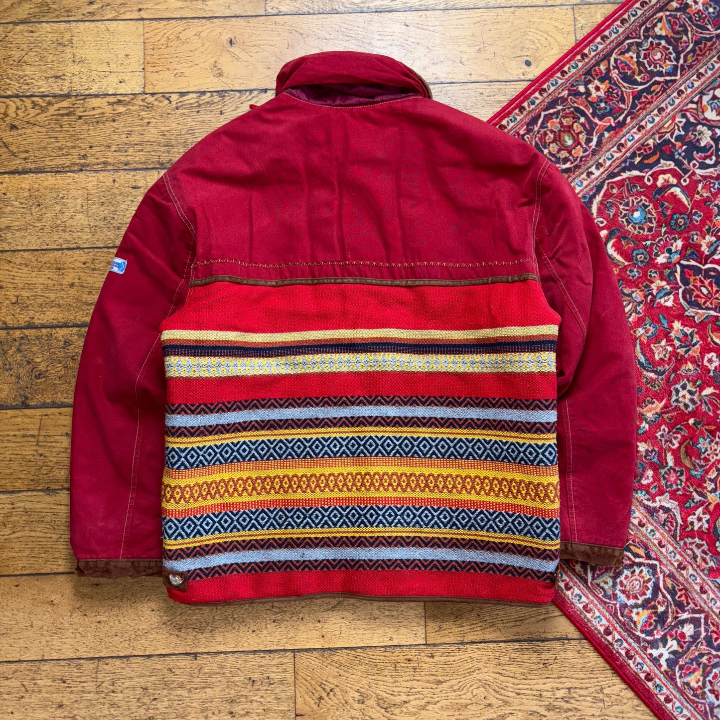 Vintage Zip Red Native American Fireman Clasp Quilted Jacket - XL