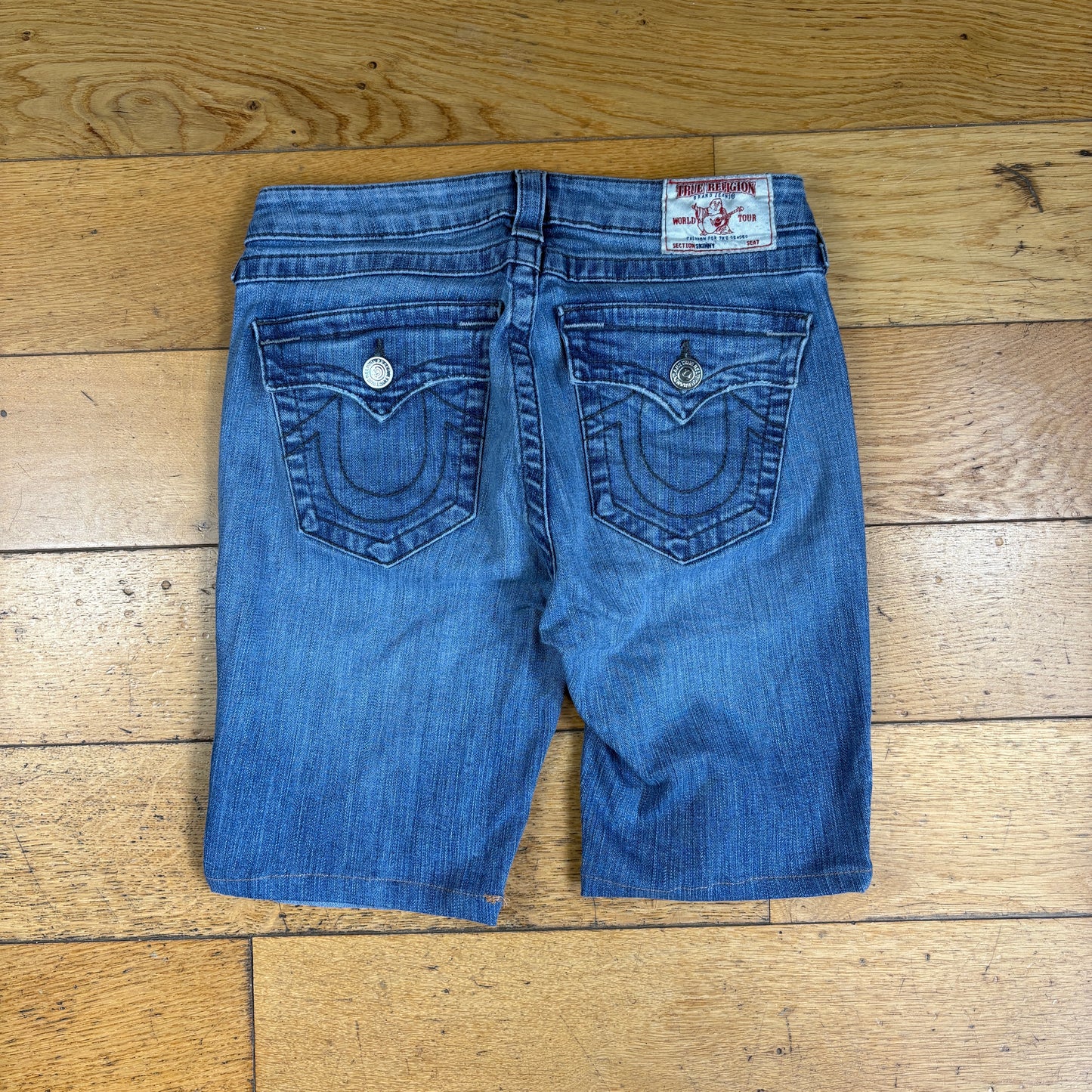 Vintage True Religion Blue Embroidered Y2K Shorts Jorts - 28
