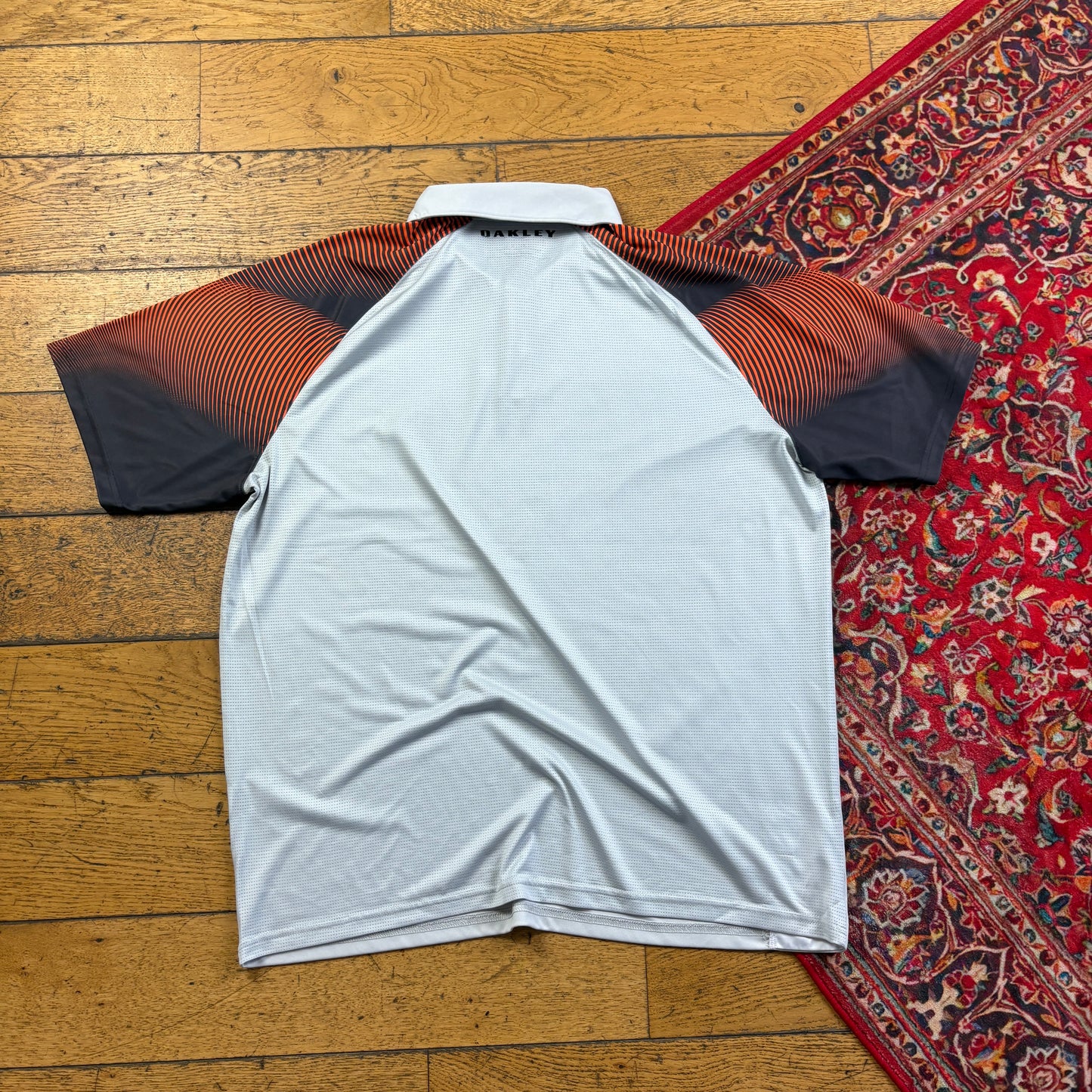Vintage Oakley Grey Orange Sport Polo Shirt - XL
