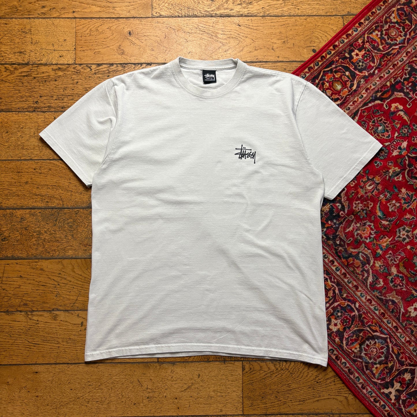 Vintage Stussy White Cream Bone Graphic T-Shirt - L