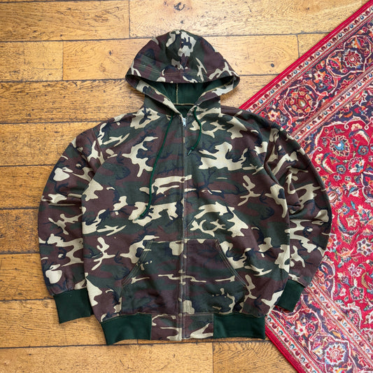 Vintage Realtree Camo Green Hoodie Zip Sweatshirt - L