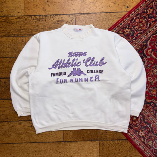 Vintage 90s Kappa White Athletics Boxy Sweatshirt - L