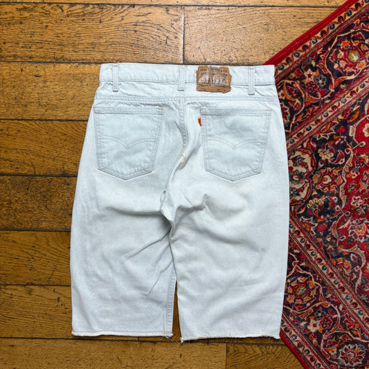 Vintage Levis 505 Orange Tab Blue White Straight Denim Shorts - 30