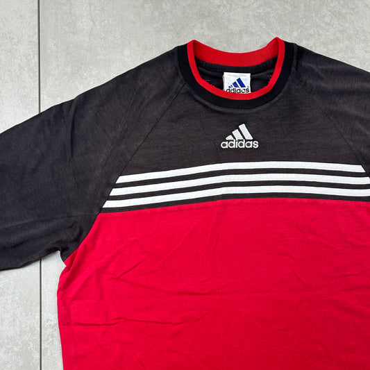 Vintage Adidas 90s Embroidered Red T-Shirt - L
