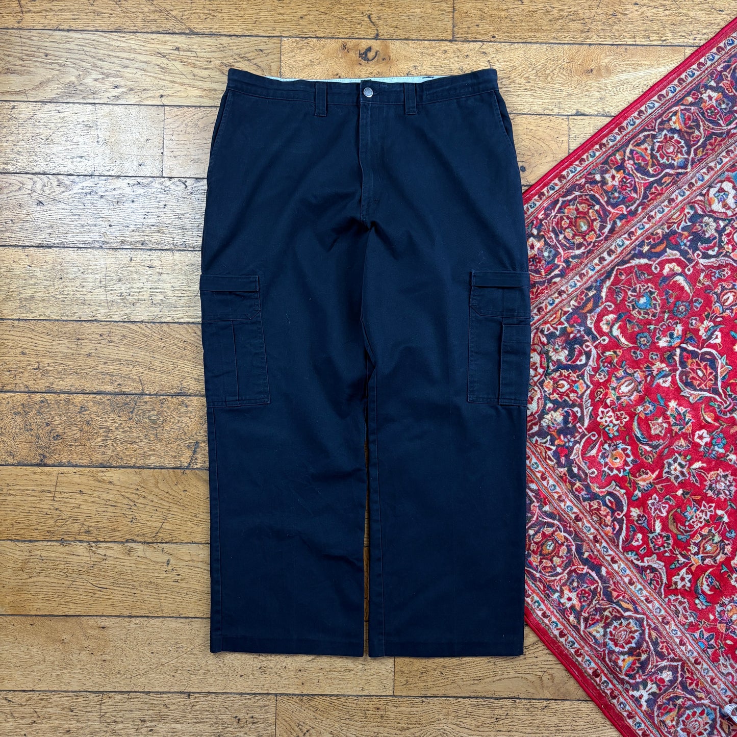 Vintage Dickies 874 Black Baggy Cargo Skate Trousers - 38