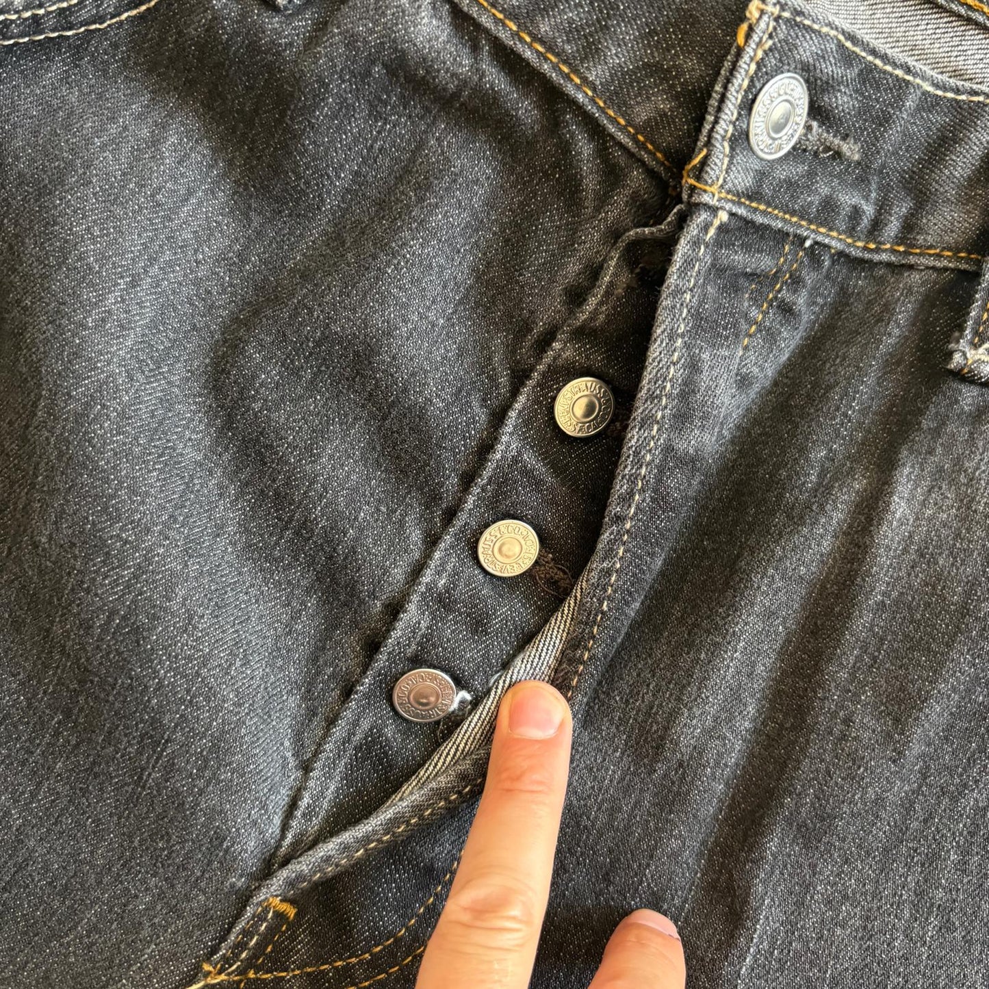 Vintage Levis 501 Straight Washed Black Denim Jeans - 38R