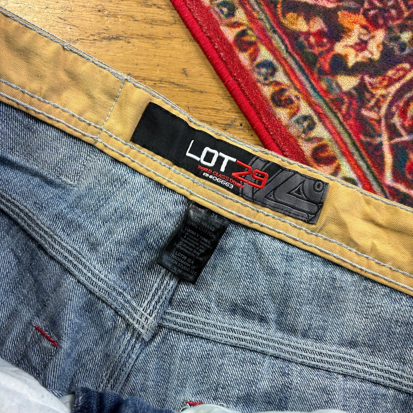 Vintage Lot29 Blue Embroidered Y2K Hip Hop Baggy Jeans - 34