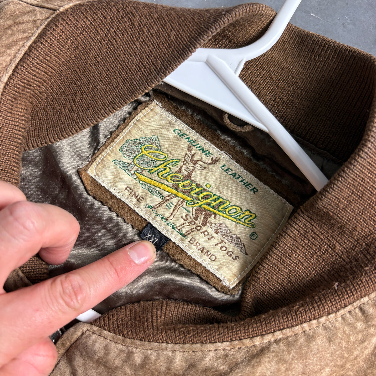 Vintage Chevignon 90s Brown Suede Leather Bomber Jacket - XL