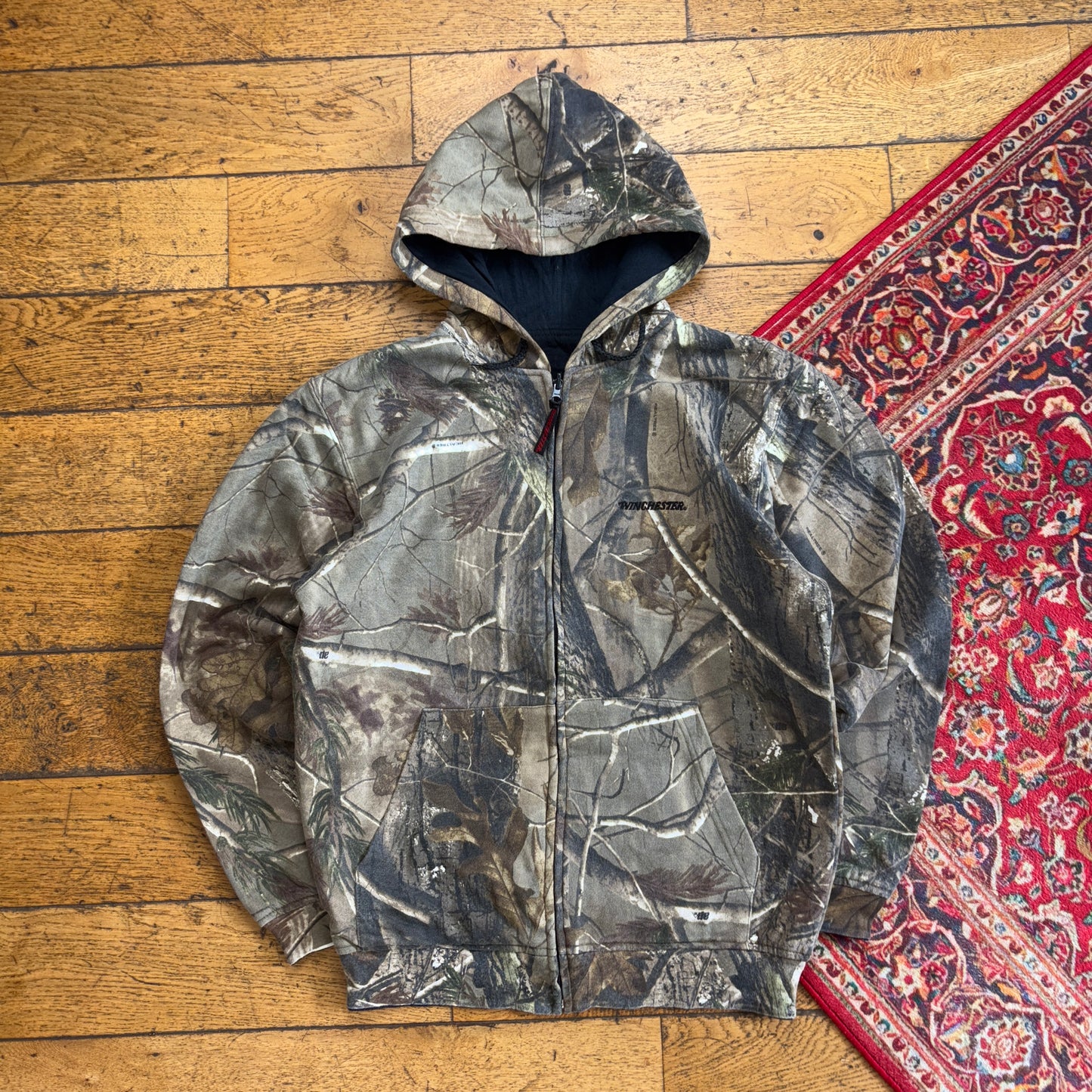 Vintage Realtree Camo Green Zip Hoodie Sweatshirt - M