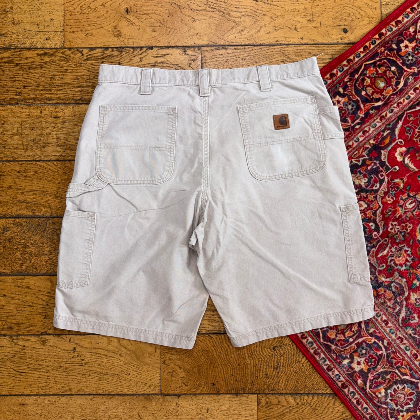 Vintage Carhartt Cream Workwear Baggy Carpenter Shorts - 38