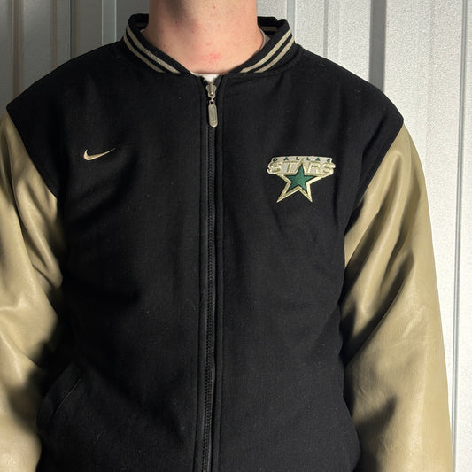 Vintage Nike 90s Dallas Black Varsity Reversible Bomber Jacket - M